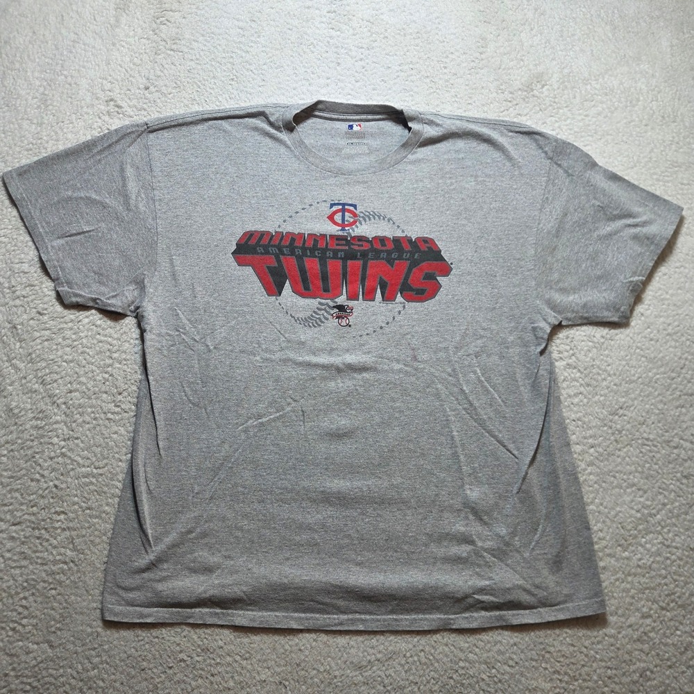 MLB Minnesota Twins Shirt Mens 2XL Gray Short Sleeve Baseball Graphic Tee Fan